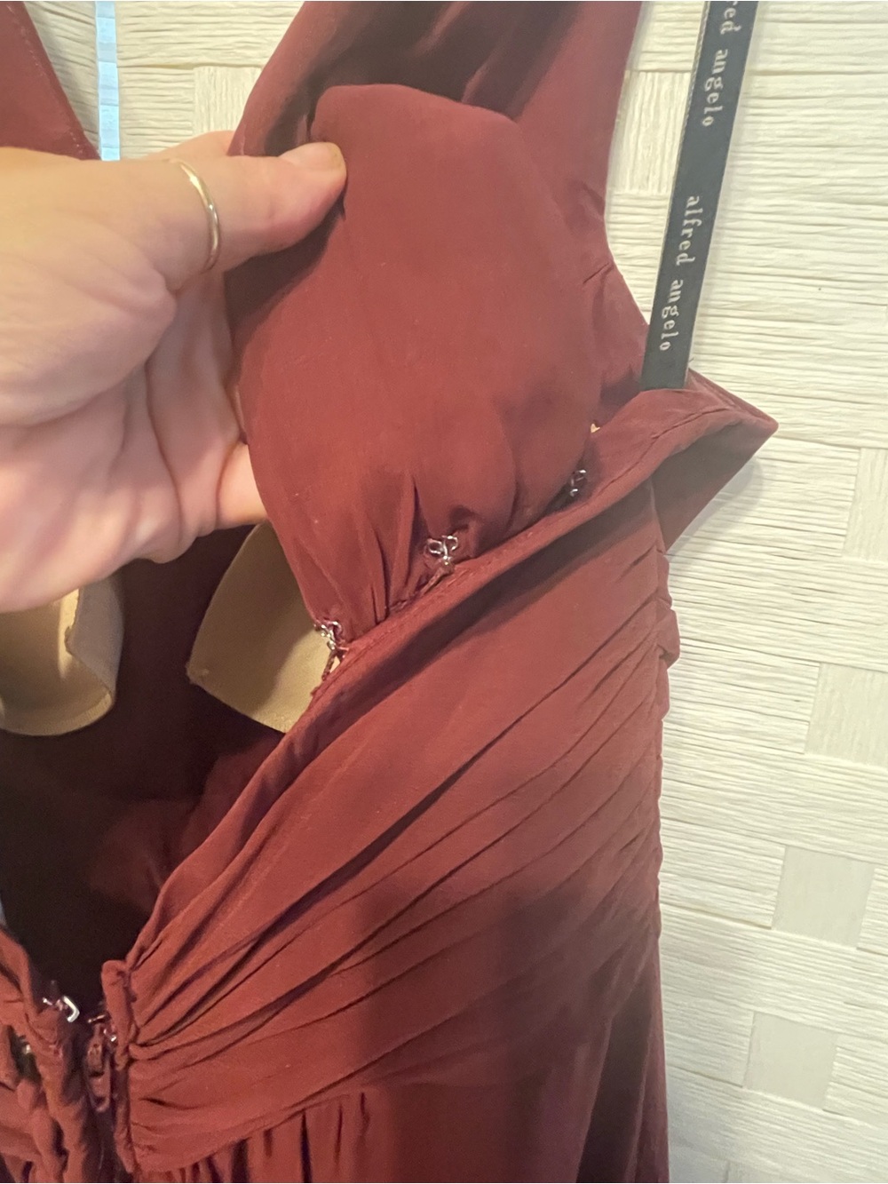 Alfred Angelo Maroon Prom Bridesmaid Dress | Size 10 | Lightly Used | Long - Picture 3 of 10